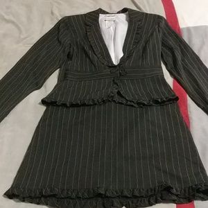 Black and white pin strip skirt suit